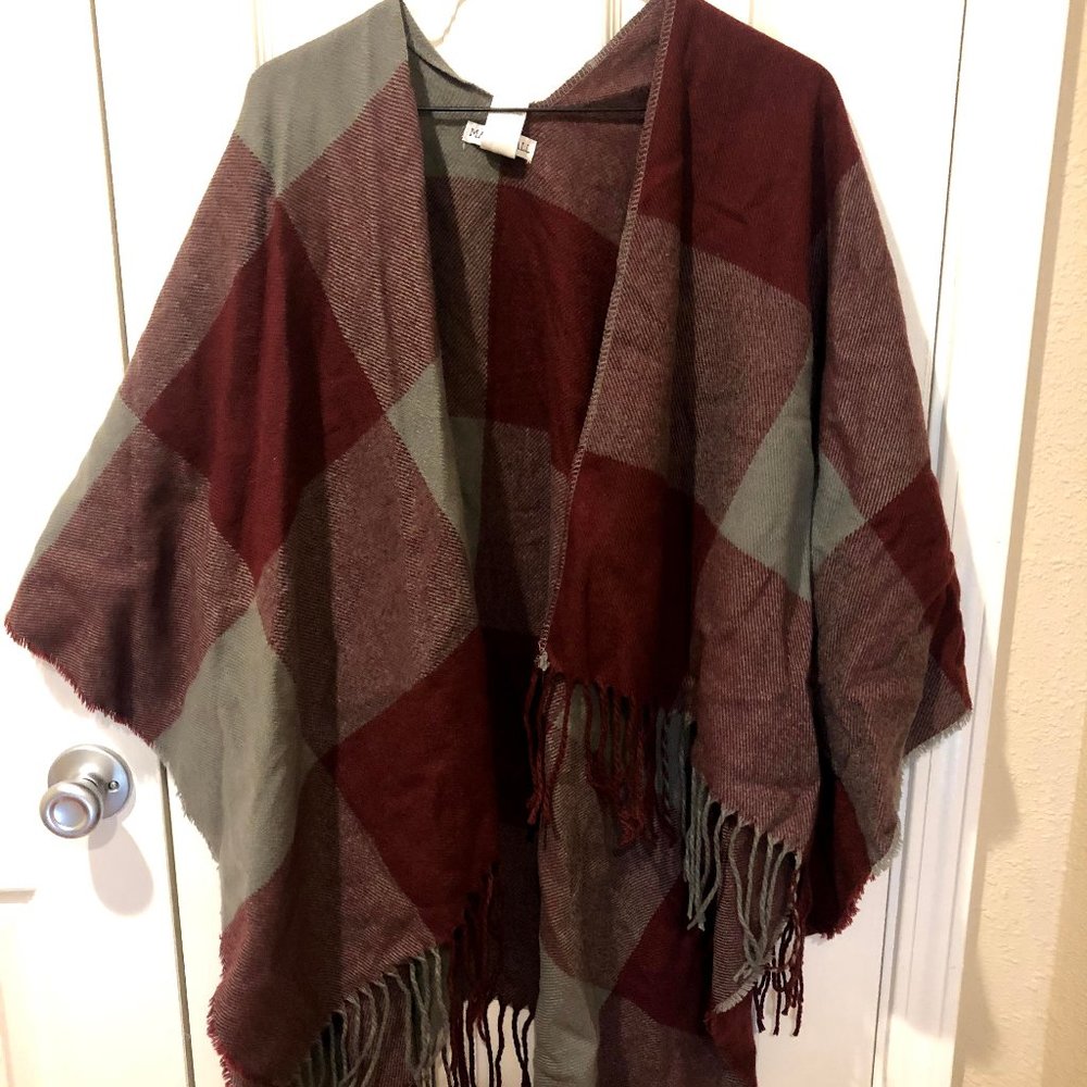 OSFA Wool Shall Poncho Sweater